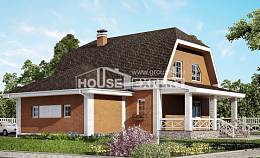 160-006-П Проект двухэтажного дома с мансардным этажом, гараж, классический загородный дом из газобетона, Шымкент