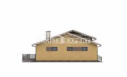 135-002-Л Проект одноэтажного дома и гаражом, бюджетный дом из газобетона Актобе, House Expert
