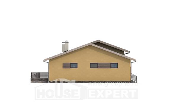 135-002-Л Проект одноэтажного дома и гаражом, красивый домик из твинблока, Актобе