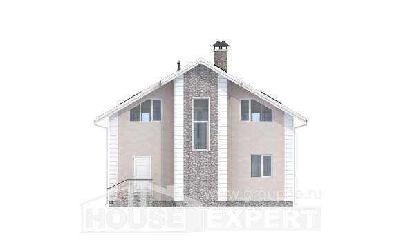 150-002-П Проект двухэтажного дома мансардный этаж, гараж, уютный загородный дом из твинблока, Алма-Ата