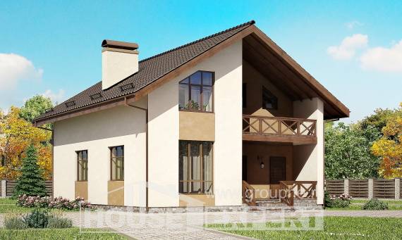 170-002-П Проект двухэтажного дома мансардой, бюджетный домик из газобетона Рудный, House Expert