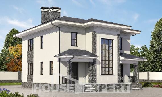 155-011-П Проект двухэтажного дома, скромный домик из бризолита, Караганда