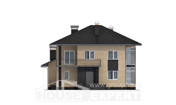 305-003-Л Проект двухэтажного дома, большой домик из поризованных блоков Алма-Ата, House Expert
