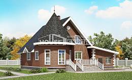 220-002-Л Проект двухэтажного дома с мансардой и гаражом, классический домик из газосиликатных блоков, Тараз