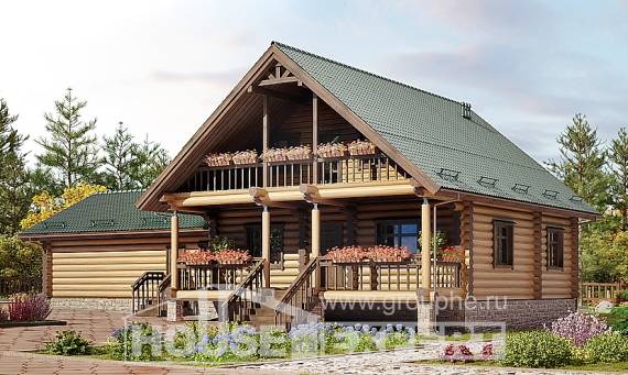 270-002-П Проект двухэтажного дома с мансардой и гаражом, современный дом из дерева Экибастуз, House Expert