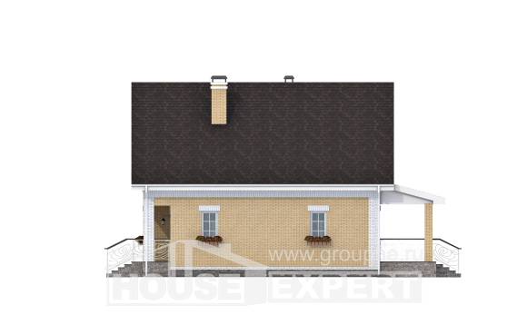 130-004-П Проект двухэтажного дома с мансардным этажом, компактный дом из поризованных блоков, Уральск