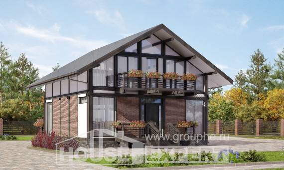 170-007-П Проект двухэтажного дома с мансардным этажом, экономичный домик из дерева, Петропавловск
