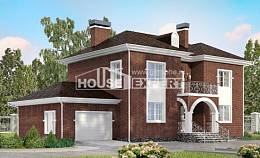 180-006-Л Проект двухэтажного дома и гаражом, уютный загородный дом из кирпича Темиртау, House Expert