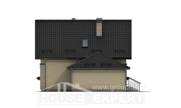 160-005-Л Проект двухэтажного дома мансардой, гараж, небольшой загородный дом из поризованных блоков, House Expert