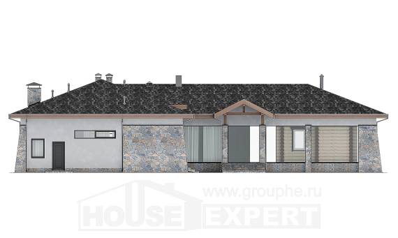 280-004-Л Проект одноэтажного дома, гараж, красивый домик из арболита Уральск, House Expert