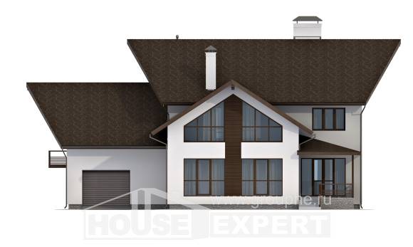 300-002-П Проект двухэтажного дома с мансардным этажом и гаражом, просторный дом из газосиликатных блоков Кокшетау, House Expert