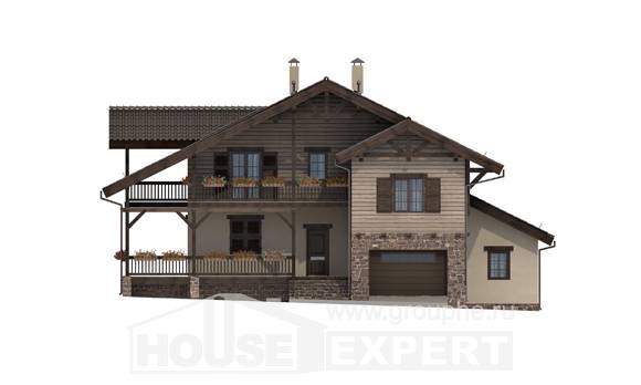 255-002-П Проект двухэтажного дома мансардой, гараж, классический загородный дом из газобетона, Уральск