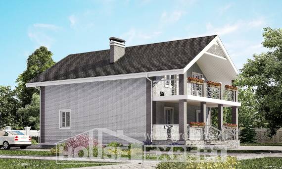 150-007-П Проект двухэтажного дома с мансардой, компактный коттедж из арболита, Петропавловск