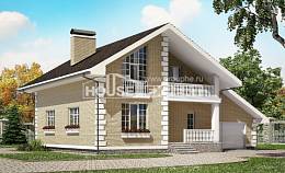 190-005-П Проект двухэтажного дома мансардный этаж и гаражом, классический домик из блока Тараз, House Expert