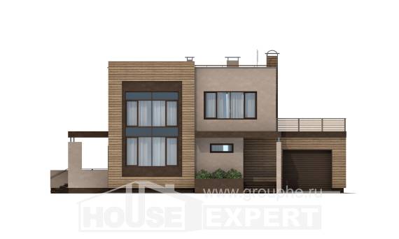 220-003-Л Проект двухэтажного дома и гаражом, классический домик из поризованных блоков, Актобе