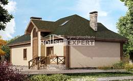 180-010-П Проект двухэтажного дома мансардой, гараж, простой домик из газосиликатных блоков Рудный, House Expert