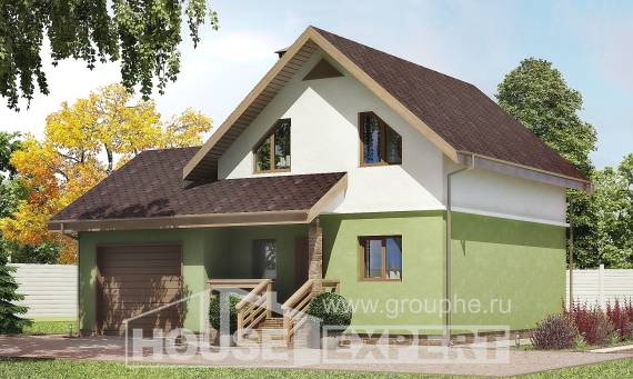 120-002-П Проект двухэтажного дома с мансардой и гаражом, простой дом из керамзитобетонных блоков, House Expert