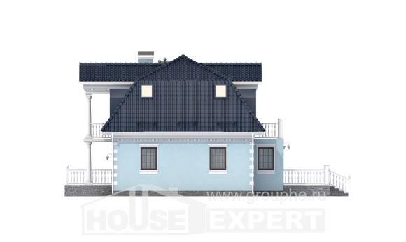 210-004-Л Проект двухэтажного дома с мансардой, современный коттедж из газобетона Туркестан, House Expert