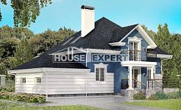 180-002-П Проект двухэтажного дома мансардный этаж, гараж, просторный дом из кирпича Алма-Ата, House Expert