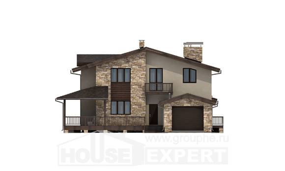 220-001-Л Проект двухэтажного дома мансардный этаж, гараж, красивый дом из блока Тараз, House Expert