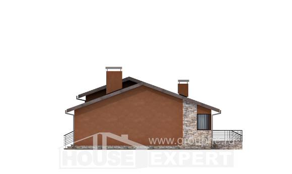 130-007-П Проект одноэтажного дома, современный домик из теплоблока Караганда, House Expert