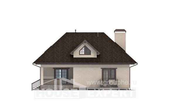 200-001-Л Проект двухэтажного дома с мансардным этажом, гараж, простой домик из теплоблока, Атырау