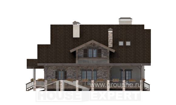 340-003-П Проект двухэтажного дома с мансардой и гаражом, огромный загородный дом из кирпича Тараз, House Expert