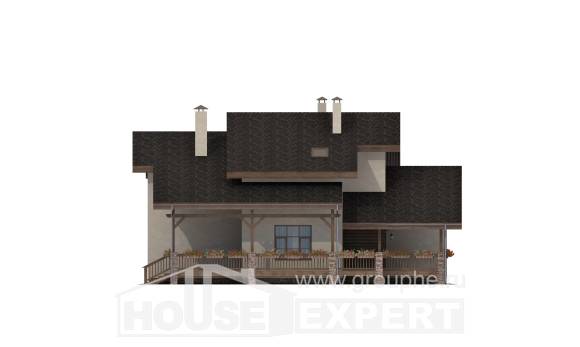 240-003-П Проект двухэтажного дома с мансардным этажом, красивый домик из кирпича, Актау