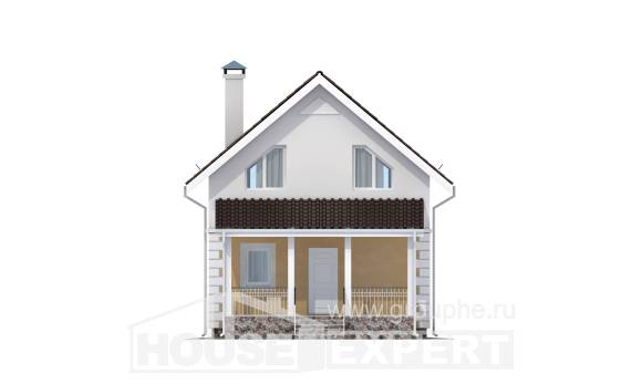 070-002-П Проект двухэтажного дома с мансардным этажом, эконом коттедж из газосиликатных блоков, Павлодар