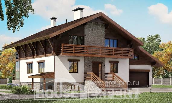 420-001-П Проект трехэтажного дома с мансардой, гараж, современный коттедж из кирпича Семей, House Expert