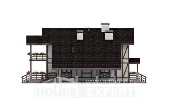 250-002-Л Проект двухэтажного дома мансардный этаж и гаражом, средний домик из кирпича, Петропавловск