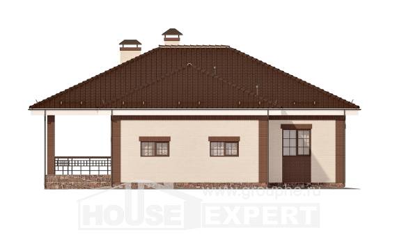 160-015-П Проект одноэтажного дома, гараж, классический коттедж из газобетона, House Expert