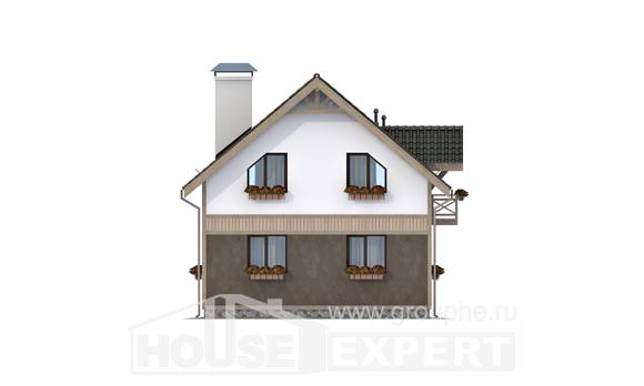 105-001-Л Проект двухэтажного дома мансардный этаж, бюджетный коттедж из теплоблока Тараз, House Expert