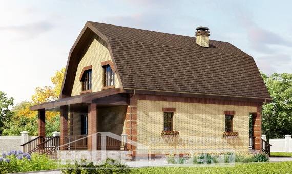 130-005-Л Проект двухэтажного дома с мансардой, скромный дом из бризолита, Петропавловск