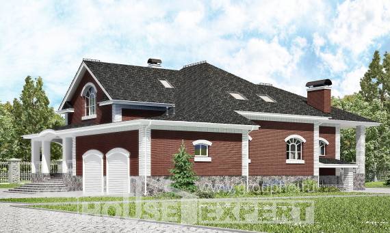 600-001-П Проект трехэтажного дома мансардный этаж и гаражом, классический загородный дом из керамзитобетонных блоков, House Expert