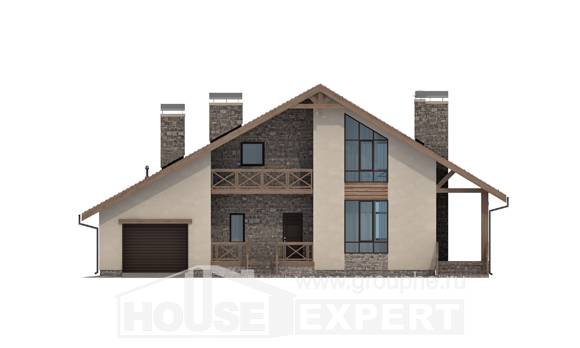 265-001-Л Проект двухэтажного дома мансардный этаж, гараж, красивый коттедж из газобетона, House Expert