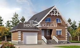 200-009-Л Проект трехэтажного дома мансардой и гаражом, современный дом из твинблока, House Expert