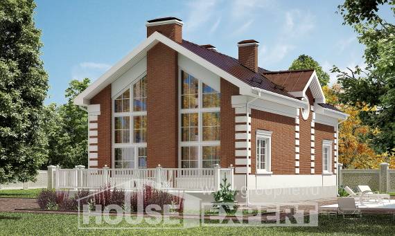 160-009-П Проект двухэтажного дома мансардой, доступный коттедж из пеноблока Шымкент, House Expert