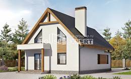 120-005-П Проект двухэтажного дома с мансардным этажом и гаражом, бюджетный домик из твинблока, Тараз