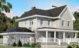 190-001-Л Проект двухэтажного дома, гараж, красивый загородный дом из кирпича Алма-Ата, House Expert