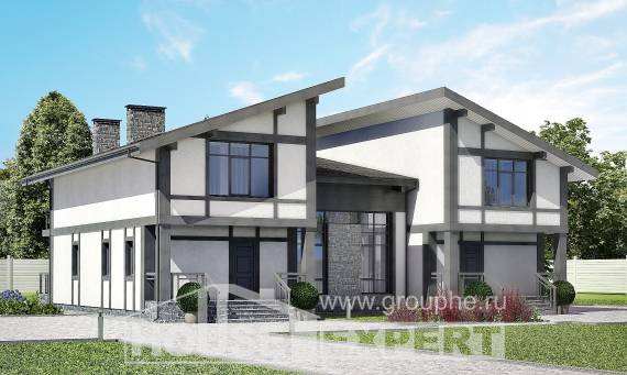 280-002-П Проект двухэтажного дома с мансардой, просторный коттедж из кирпича, House Expert