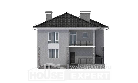 275-004-П Проект трехэтажного дома и гаражом, современный коттедж из кирпича Рудный, House Expert