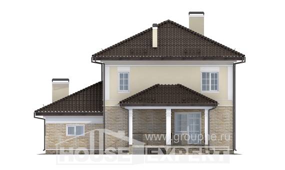 220-007-П Проект двухэтажного дома и гаражом, простой загородный дом из кирпича Уральск, House Expert