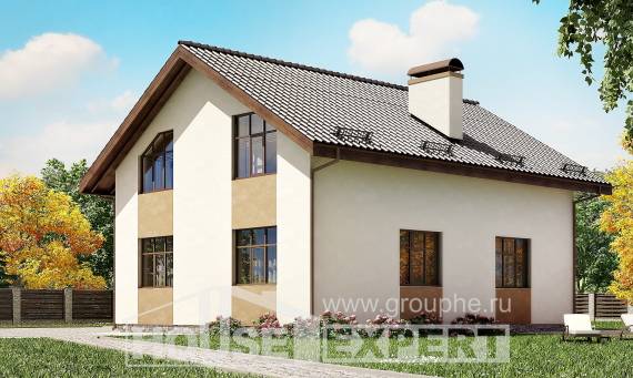 170-002-П Проект двухэтажного дома с мансардным этажом, скромный домик из теплоблока Актобе, House Expert