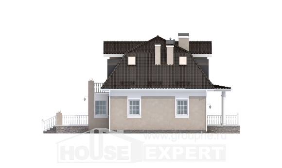 210-001-Л Проект двухэтажного дома с мансардой, классический домик из пеноблока Шымкент, House Expert