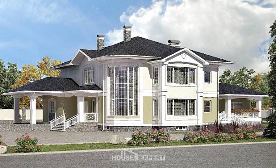 620-001-Л Проект трехэтажного дома и гаражом, классический загородный дом из пеноблока Актау | Проекты домов от House Expert