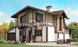 190-004-П Проект двухэтажного дома с мансардным этажом, гараж, средний загородный дом из керамзитобетонных блоков из дерева, Рудный