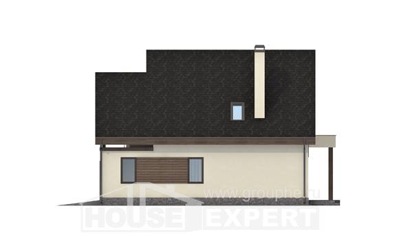 120-005-Л Проект двухэтажного дома мансардный этаж и гаражом, скромный коттедж из арболита Шымкент, House Expert