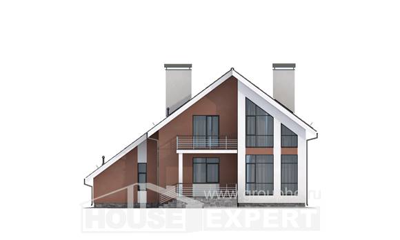 200-007-П Проект двухэтажного дома с мансардным этажом, гараж, уютный дом из бризолита, House Expert