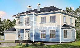 285-003-Л Проект двухэтажного дома и гаражом, большой домик из кирпича Тараз, House Expert